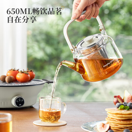 Morphyrichards Health Kettle Electric Ceramic Stove Tea Maker Tea Maker Multifunctional Fireplace Tea Maker Black Tea Flower Tea Maker Tea Steamer No Choice of Utensils 0.65L MR6083 White
