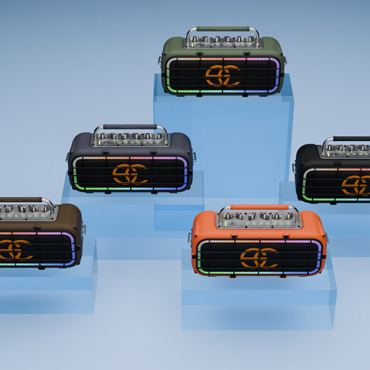 Songchuan International SC2-205 professional high-power performance karaoke audio sound card live broadcast karaoke outdoor trolley Bluetooth large speaker SC3-204 (dual 4-inch portable audio military green) + wireless microphone