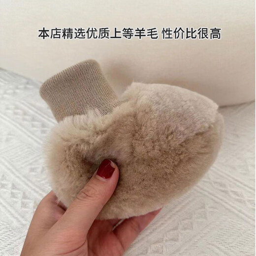 兔兔大文新生婴儿鞋子秋冬季0-1岁学步鞋脚套6-12个月宝宝棉鞋袜软底防掉 小羊皮加厚加绒焦糖色 内长12.0cm（适合0-12个月）