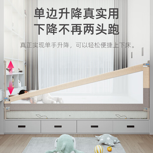 Beeio customized tatami bed fence guardrail bedside baby anti-fall plus raised kang bed baffle customized - beige and gray single-sided installation / remark size 0.81-1.5 meters (one-sided installation)