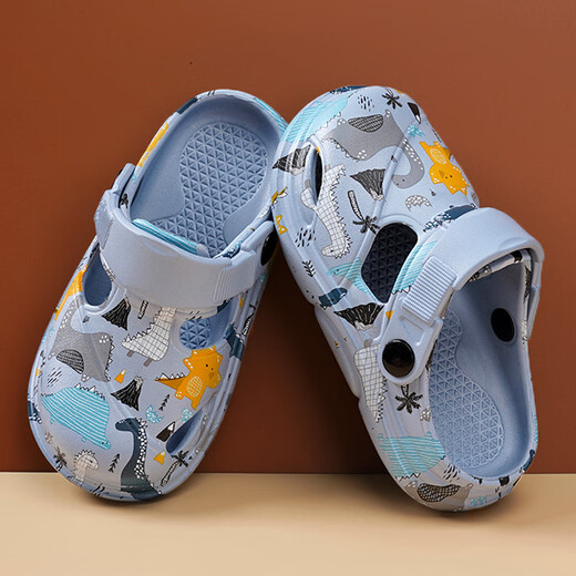 鸿星童尓克男童拖鞋夏款室内防滑2025新款儿童两穿洞洞鞋男孩沙滩鞋夏天 A5802蓝色 单层 32 码