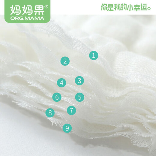 妈妈果（org.mama）婴儿尿布纯棉纱布尿片介子布新生儿尿戒子全棉宝宝尿片可水洗夏季 夏季透气 9层纱  大码 10条装 46*17cm