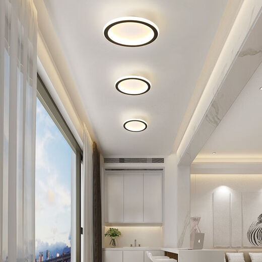 Yilin simple modern aisle light corridor small light creative entrance porch balcony light embedded concealed surface mounted ceiling light round black white light 20W/surface mounted