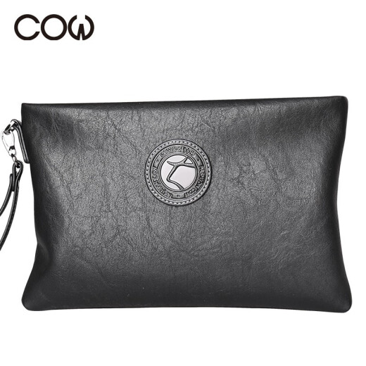 French COW men's handbag men's large-capacity clutch bag fashionable business casual clutch bag new mobile phone envelope bag storage bag texture comparable to genuine leather 9808 black
