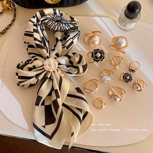 Hongzhuangnuo coat belt buckle bow silk scarf buckle fixed buckle multi-functional brooch fashion jewelry Christmas gift B2Y707 extra large white + black