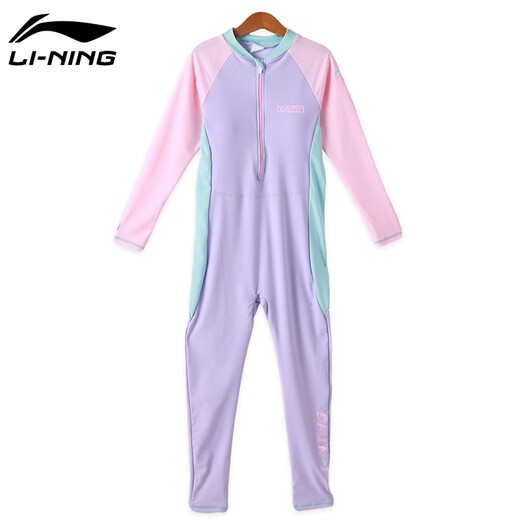 Li ning (li-anhing) nadadas infantiles niñas de mangas largas de manga larga de manga larga de tamaño mediano de una pie