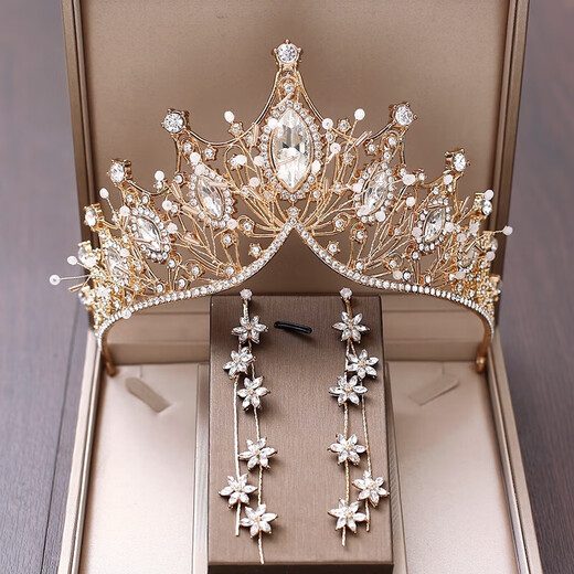 VAN OCEAN ANNORA Crown Tiara Internet Celebrity Coming of Age Ceremony Princess 18th Birthday Bride Rhinestone Wedding Main Wedding Dress Crown Wedding Single Crown Golden
