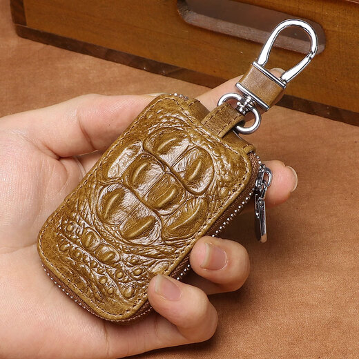 Bozi eignet sich für echte Leder -Krokodilmuster für Herren Auto Fernbedienung Schutzschutzschlüsselbeutel Männern universelle Taille Hanging Keychain Lock Black Crocodile Muster/Echtleder (M13662)