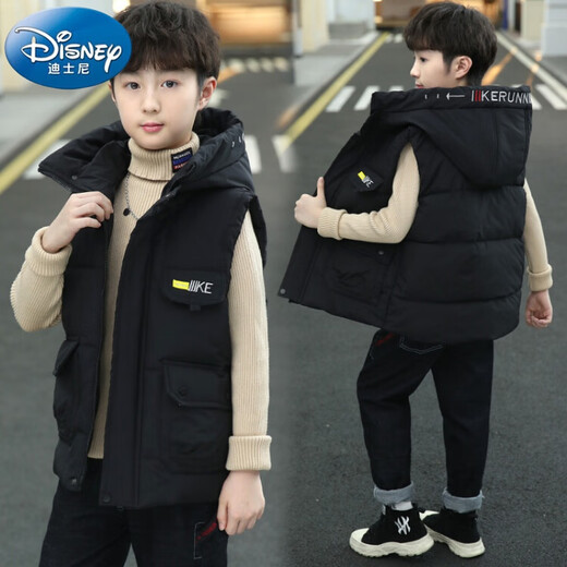 
Disney children's wear horse clip boy autumn and winter vest thickened medium and large children's boy cotton vest fashionable vest jacket blue 150cm