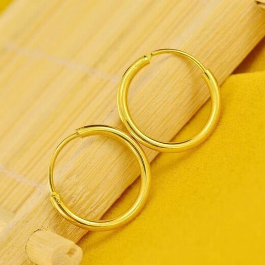 Putino Hong Kong Duty Free Gold Earrings 24.k. Gold Women's Transfer Earrings 999 Gold Earrings as Gifts for Mom and Elders Glossy Earrings + Gift Box + Certificate