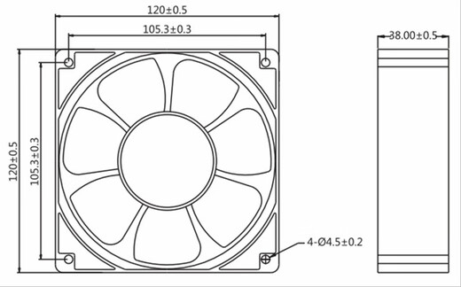 Open picture G12038HA2SL Delixi 12 cm 220V hood asynchronous motor cooling fan