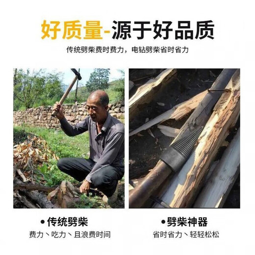 Thunder King Steel firewood splitting artifact electric hammer electric drill household splitting cone firewood splitting machine drill bit rural special 45mm-square handle four pits for electric hammer