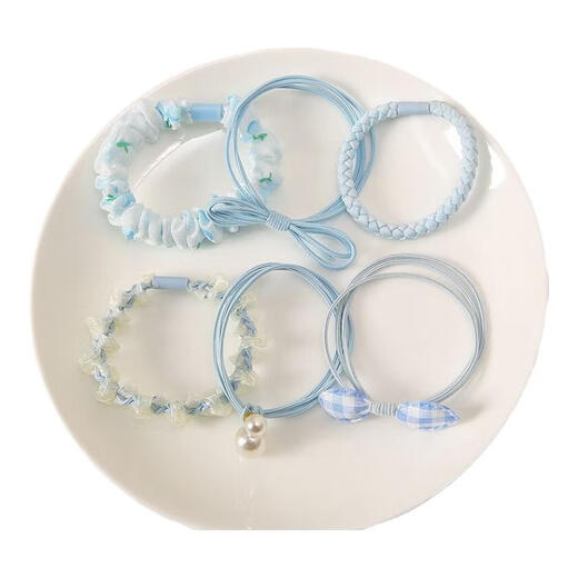 Jieweiyi pearl headband women's new style hair tie high-end simple high-elastic leather sheath durable rubber band hair tie BH-FQ127 purple series 6-piece set