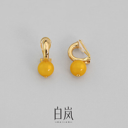 Bailan beeswax ear clip women's earrings niche temperament design sense high-end atmosphere light luxury exquisite birthday gift for wife