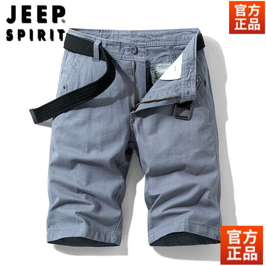 JEEP SPIRIT纯棉短裤男士夏季六分裤工装马裤运动休闲裤中青年薄款休闲裤男潮 17152-灰色 28