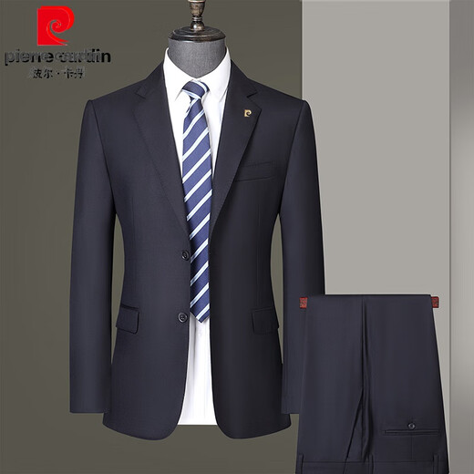 Pierre Cardin worsted pure wool suit men's high-end middle-aged men's business formal wedding suit navy blue L 175 size recommended 130 Jin Jin equals 0.5 kg -140 Jin Jin equals 0.5 kg
