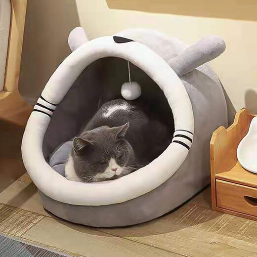 Manba Yu Cat's nest, all seasons, universal winter, semi-closed internet celebrity dog ​​kennel, keep warm in summer, cat sleeping, winter cat house, bearded gray cat Jiji, L number 15 Jin [Jin equals 0.5 kg] or less