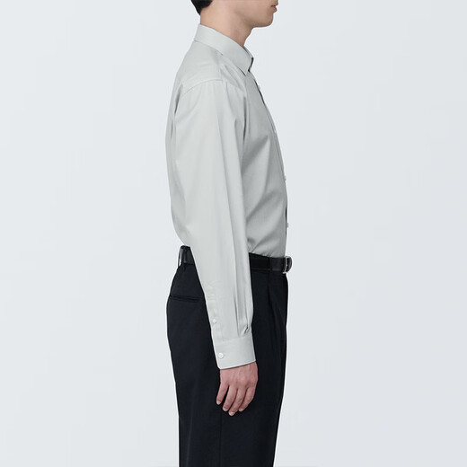 MUJI мужская рубашка без железа с полушироким воротником и длинными рукавами, мужская рубашка в клетку из чистого хлопка светло-серого цвета L (175/100A)