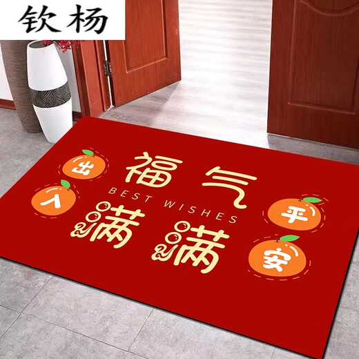 Yang Dao diatom mud floor mat entrance door mat red door mat household stain-resistant anti-slip mat festive new house door carpet horizontal version - new home 60x90cm (upgraded silicone bottom crystal velvet)