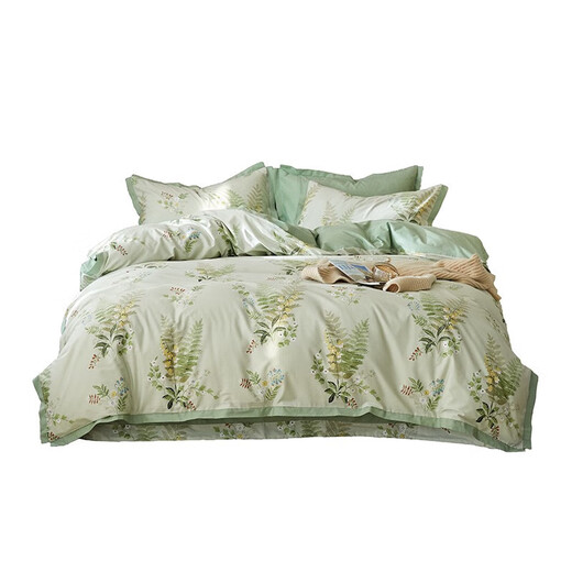 Home Textile Xinjiang Long Velvet Cotton, alles Baumwolle, Nordische, amerikanische Pastoralpastor-Baumwoll-Prinzessin Blume koreanischer Stil, Vierkapitiver Set, Yu6169Pt-Blattstil, 2,0 m Bett Vierteiliger Set/Match 220*2