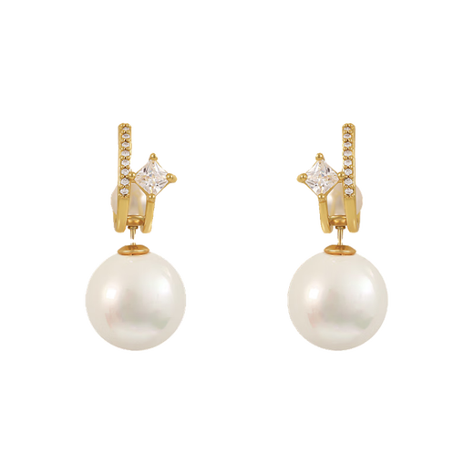 CHOMEL KINSEY A multi-wear pearl and diamond stud earrings for women. Light luxury niche design. Elegant earrings. High-end earrings. A multi-wear earring-gold.