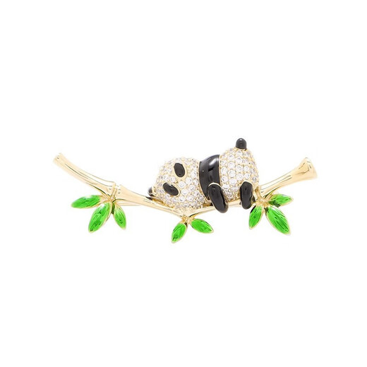 Pei Nanwei Panda brooch for women, Chinese style corsage for women, collar pin, cartoon pin, anti-exposure pin, fixed corner buckle, 1 panda hugging bamboo brooch