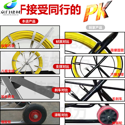 穿线神器玻璃钢穿孔器管道疏通器光缆电缆穿管器电工穿线器引线器 11150米加钢丝(带车架)直径10m