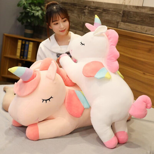 Tränen in den Augen Einhornpuppe Pony Puppe Schlaf mit Kissen Plüsch Spielzeug Mädchen Ragpuppe Geburtstagsgeschenke Mädchen Freundin Mädchen Pink 60 cm [klein]