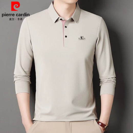 皮尔卡丹（pierre cardin）品牌纯棉长袖T恤男士中青年时尚POLO体恤衫休闲打底亲肤卫衣男装t 6625豆绿 M 165建议95-115斤