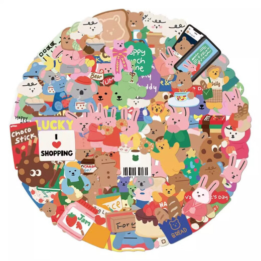 100 Korean dailylike stickers rabbit ins style mobile phone case high-looking DIY stickers Korean bear dailylike small stickers [100 pieces]