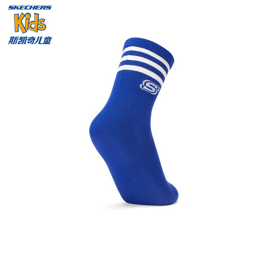 Skechers boys and girls sports socks are fashionable and comfortable winter children's antibacterial mid-calf socks 3 pairs L125K054 sugar white/wave blue/dutch canal blue/058J 3 pieces one size fits all (XL)