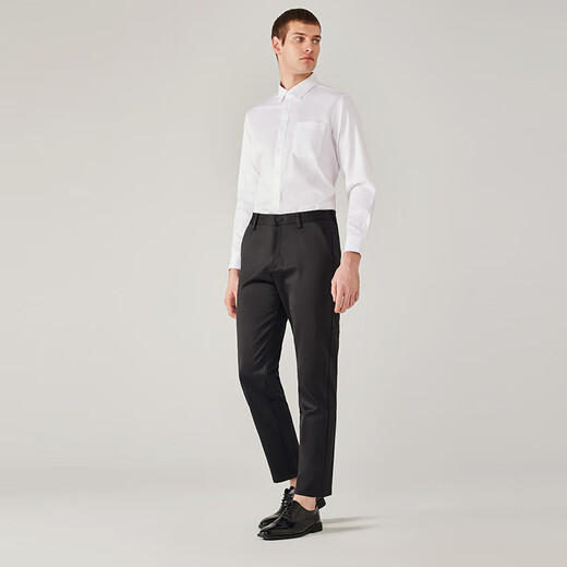 ROMON business casual straight trousers men's anti-wrinkle-free stretch formal men's trousers XK826 black 30