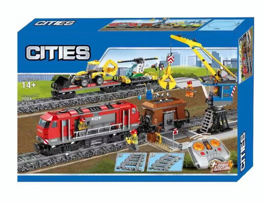 Lele Brothers City Series 60098 Train à charge lourde Version à distance de télécommande Train Enfants Assemblées Chinois Building Blocs Toys 02009 Version télécommandée de train à charge lourde