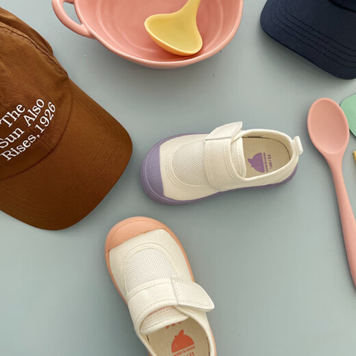 TOPSTAR kindergarten shoes, boys' shoes, girls' soft-soled canvas shoes, small white shoes, children's shoes, light pink 24