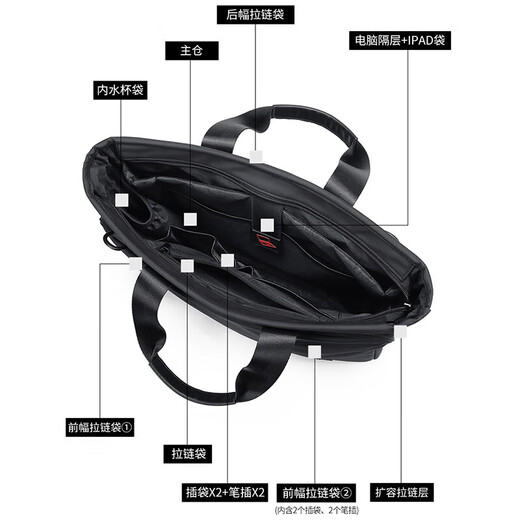 Golf (GOLF) business briefcase men's handbag expandable 15/15.6 inches computer bag multi-compartment official document bag