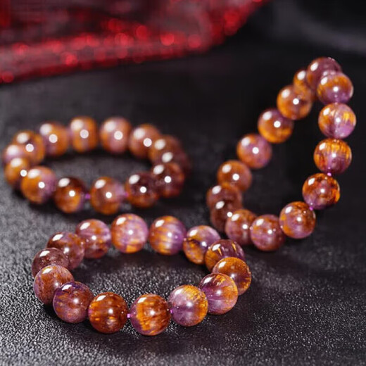 Eternal Symbol Natural Aurora Purple Titanium Crystal Bracelet Aurora 23 Crystal Plate Titanium Crystal for Men and Women Full of Titanium Gold Teeth Purple Red Women's Day Gift Graduation Jewelry Level Gold Teeth Aurora 14mm - Comes with Certificate