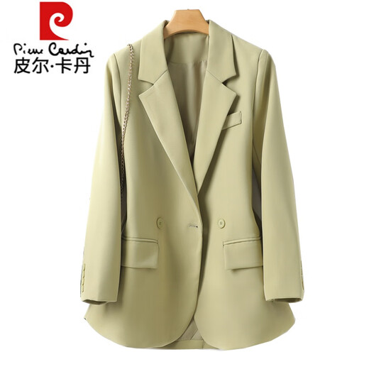 Pierre Cardin Mustard Green Suit Jacket Women's Spring New Korean Style Loose Slim High-Quality Small Casual Suit Top Pink S 85-110Jin Jin is equal to 0.5 kg