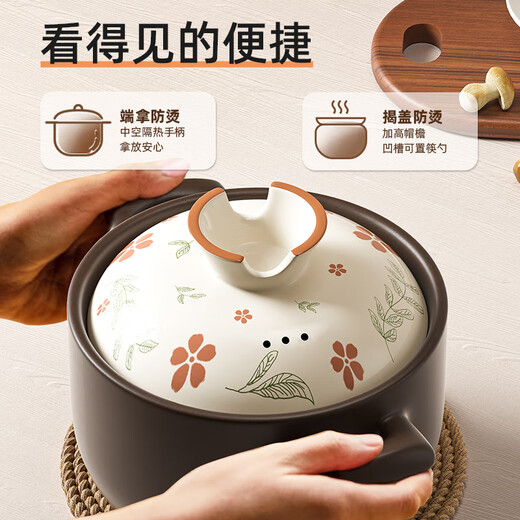 Royalstar Clay Pot and Soup Pot Ceramic Stew Pot and Soup Pot for Household High Temperature Resistance and Not Easy to Crack Clay Pot for Gas Stoves Shallow Soup Pot Suitable for 4-7 People 3L