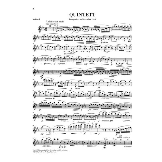 Henle Original Bruch String Quintet E Flat Major HN844