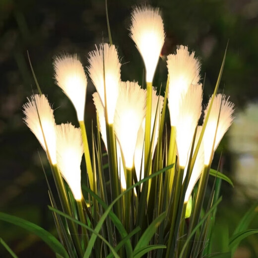 Shiyan Solar Garden Lamp Outdoor Waterproof Home Garden Yard Villa Reed Outdoor Decorative Ground Plug Lamp Solar Cloth Reed Lamp Eight Pack
