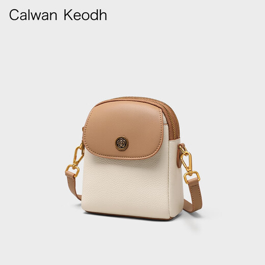 CALWAN KEODH官网手机包包女包新款真皮斜挎包迷你包生日礼物送女友老婆 【米白咖】轻奢时尚腰包小挎包实用走心女生闺蜜