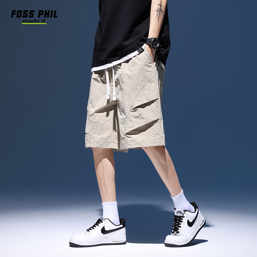 
Foss Phil shorts men's summer workwear trendy casual ice silk mid-trousers loose sports five-point pants 9906 khaki XL