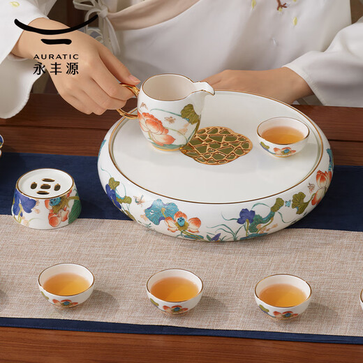 Yongfengyuan (auratic) 18-piece Chaozhou style Kung Fu tea set, fair cup tea tray, 8-person high-end gift box, 18-piece Chaozhou style tea set