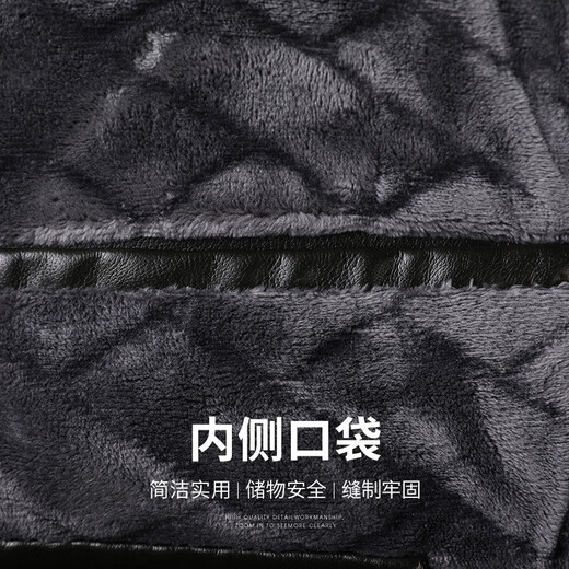 SHANSHAN Shanshan PU leather jacket men's new winter stand-up collar plus velvet warm men's leather jacket anti-wrinkle wear-resistant business casual dad dark green M /170