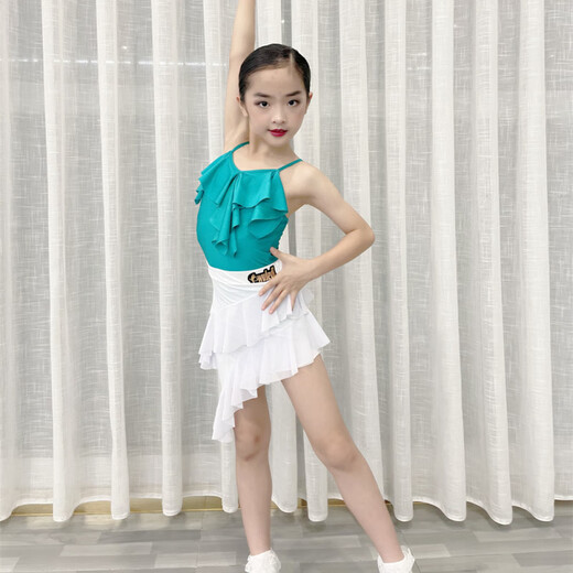 ZIFEIYOU (ZIFEIYOU) [1479 people collection] New 2025 children's Latin training uniform split medium-sized children's Latin dance skirt practice black suspenders + black skirt 120 standard size