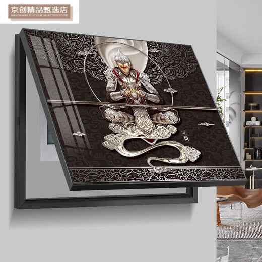 Das dekorative Gemälde der Messkasten, die Schlacht von Buddha, Sun Wukong, hängende Malerei, Blockierung der Verteilungsschachtel, Hauptschalterbox, Wandbild, Affenkönig, 16823+Schwarzer Rahmen, 40*30+Kristalloberfläche+Hanging Model