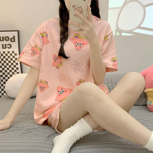 [4591 people collect] Summer hot new pajama set for women's short-sleeved shorts round neck niche cute card 1047 puppy M size (suitable for 80-95 Jin [Jin equals 0.5 kg])