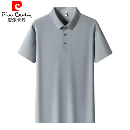 Pier Cardin Summer Seda Seda Camiseta de manga corta para polo para hombres Polo de la solapa para hombres Top de camiseta de color sólido de color sólido a media manga de alta altura 12357 Negro [Seda de seda de hielo de manga corta] 3xl