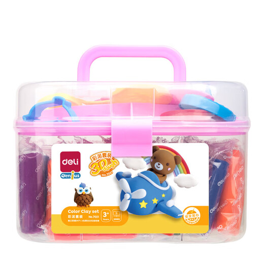 Deli 24 Farbe Plasticine Handgefertigte DIY -Spielzeug -Farbton -Set Ultraleicher Tonraum Sand Sandfarbe Kinderschule Graduation Schreibwaren Geburtstagsgeschenk Rosa