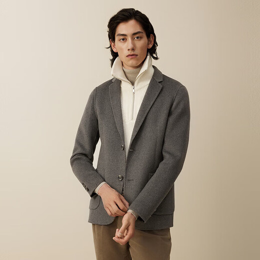 
HONGDOU Red Bean (Hodo) suit men's 24 autumn and winter new business sense double-sided single wool comfortable and fashionable K3 chestnut gray coffee M (17062-70 Jin [Jin equals 0.5 kg])